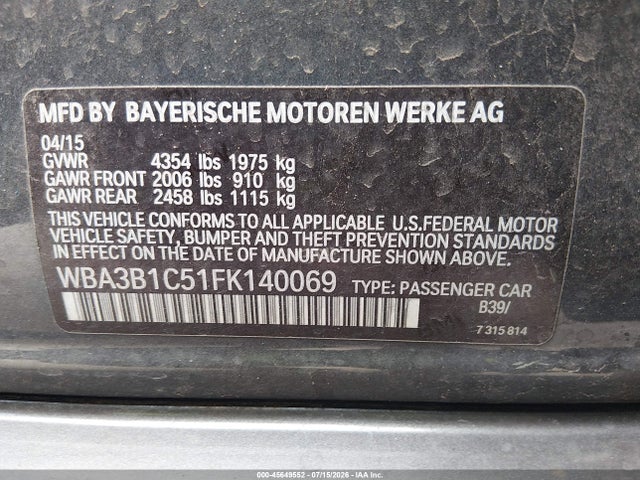 WBA3B1C51FK140069 BMW 320i