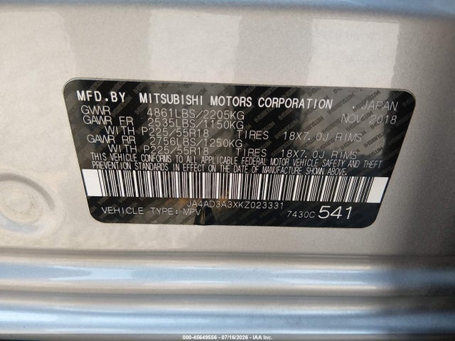Mitsubishi Outlander Sel 2019 JA4AD3A3XKZ023331 Image 9