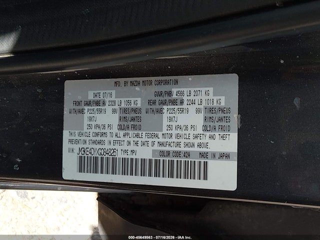 45649563 :رقم المزاد ، JM3KE4DYXG0848261 vin ، 2016 Mazda Cx-5 Grand Touring مزاد بيع