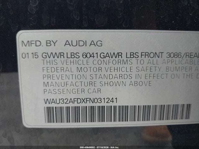 Audi A8 L 4.0t 2015 WAU32AFDXFN031241 Image 9