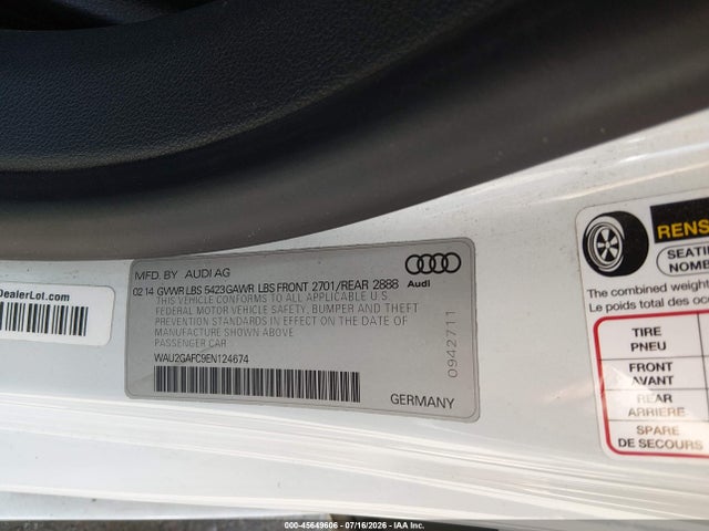 Продажа на аукционе авто 2014 Audi A7 3.0t Premium Plus, vin: WAU2GAFC9EN124674, номер лота: 45649606