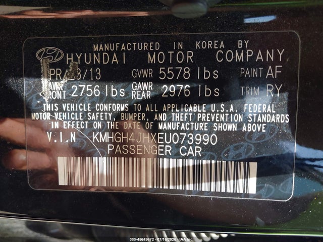 Aukcja sprzedaży 2014 Hyundai Equus Signature, vin: KMHGH4JHXEU073990, numer aukcji: 45649672