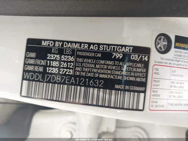 2014 Mercedes-benz Cls 550 მანქანა იყიდება აუქციონზე, vin: WDDLJ7DB7EA121632, აუქციონის ნომერი: 45649719