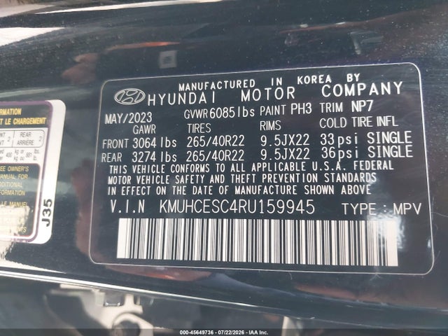 Aukcja sprzedaży 2024 Genesis Gv80 3.5t Prestige Signature Awd, vin: KMUHCESC4RU159945, numer aukcji: 45649736