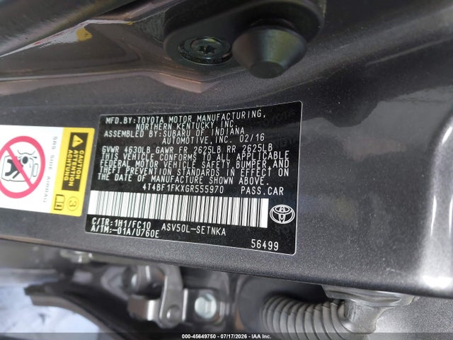 Toyota CAMRY LE 2016 4T4BF1FKXGR555970 Image 9