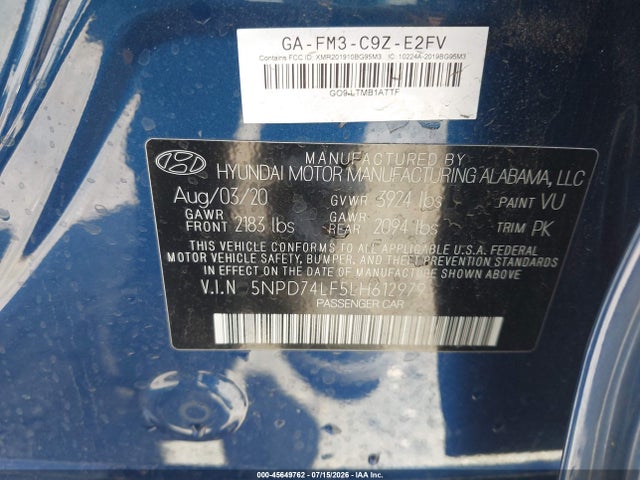Hyundai ELANTRA SE 2020 5NPD74LF5LH612979 Image 9