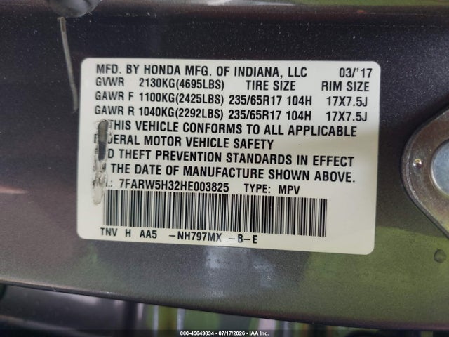 Honda CR-V LX 2017 7FARW5H32HE003825 Image 9