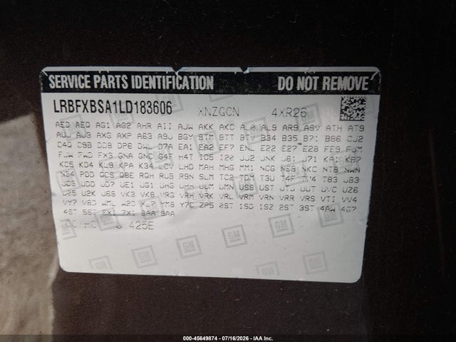 Продаж на аукціоні авто 2020 Buick Envision Fwd Preferred, vin: LRBFXBSA1LD183606, номер лоту: 45649874
