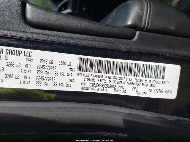 Aukcja sprzedaży 2013 Jeep Grand Cherokee Laredo, vin: 1C4RJEAG9DC516942, numer aukcji: 45649912