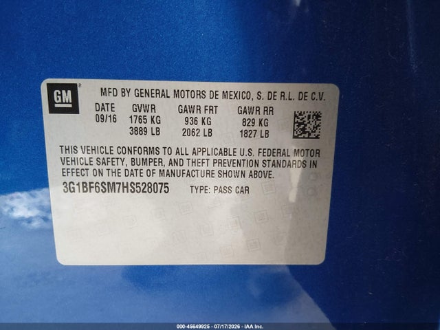Chevrolet Cruze Premier Auto 2017 3G1BF6SM7HS528075 Image 9