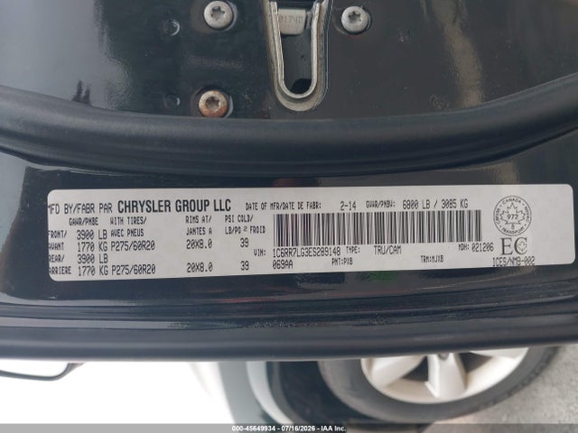 45649934 :رقم المزاد ، 1C6RR7LG3ES289148 vin ، 2014 Ram 1500 Slt مزاد بيع