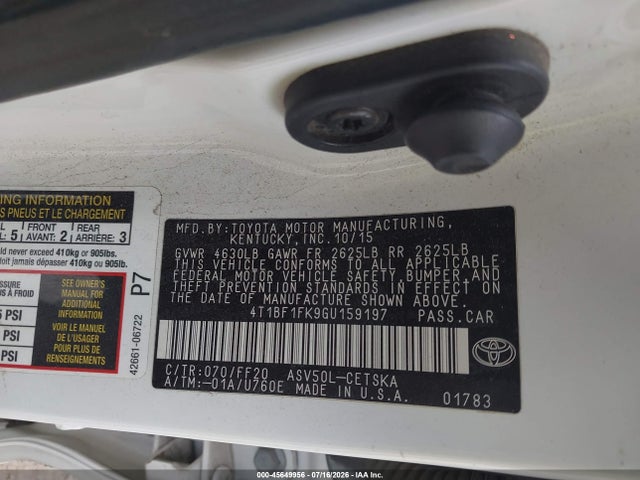 Toyota CAMRY SE 2016 4T1BF1FK9GU159197 Image 9