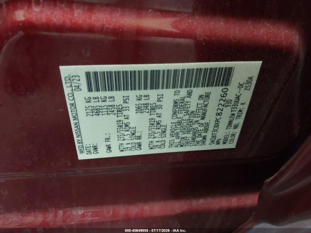 Продаж на аукціоні авто 2023 Nissan Rogue Sl Intelligent Awd, vin: 5N1BT3CBXPC822260, номер лоту: 45649958
