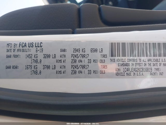 Jeep Grand Cherokee Laredo E 4x2 2019 1C4RJEAG2KC816819 Image 9