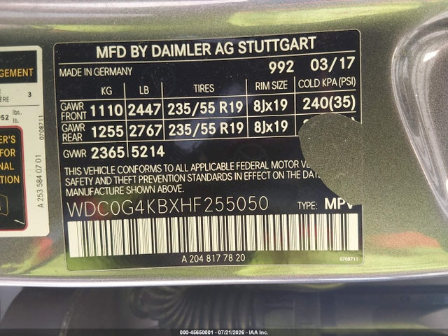WDC0G4KBXHF255050 Mercedes-Benz Glc 300 4matic
