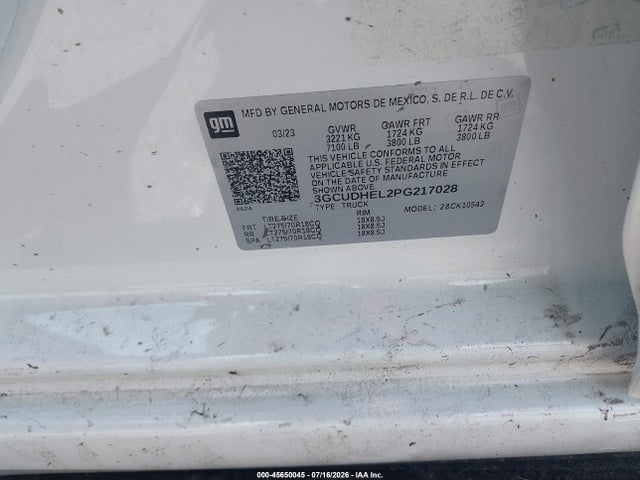Aukcja sprzedaży 2023 Chevrolet Silverado 1500 4wd  Short Bed Zr2, vin: 3GCUDHEL2PG217028, numer aukcji: 45650045