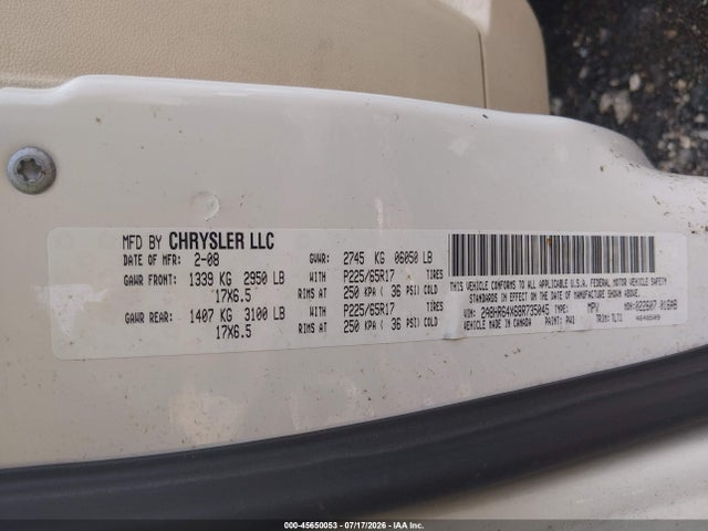 Продаж на аукціоні авто 2008 Chrysler Town & Country Limited, vin: 2A8HR64X68R735045, номер лоту: 45650053