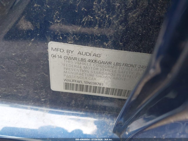 Продажа на аукционе авто 2014 Audi A4 2.0t Premium, vin: WAUFFAFL1EN038781, номер лота: 45650054