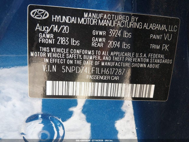 Hyundai ELANTRA SE 2020 5NPD74LF1LH617287 Image 9