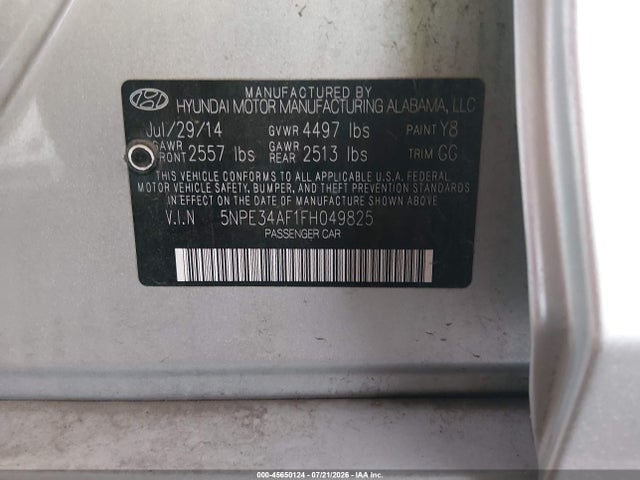 Hyundai Sonata Sport 2015 5NPE34AF1FH049825 Image 9