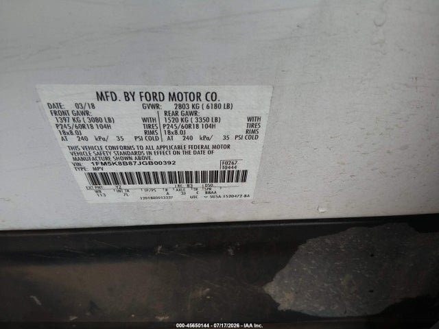 Ford Explorer 2018 1FM5K8B87JGB00392 Image 9