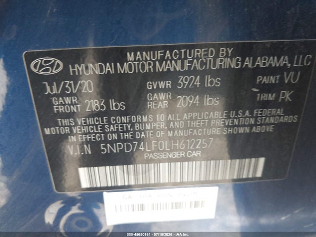 Hyundai ELANTRA SE 2020 5NPD74LF0LH612257 Image 9