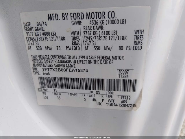 Aukcja sprzedaży 2015 Ford F-250 Xl, vin: 1FT7X2B60FEA15374, numer aukcji: 45650165