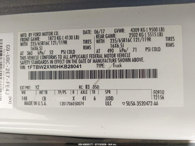 1FTBW2XM0HKB28041 Ford Transit-350