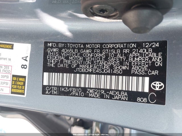 Toyota Corolla Hybrid Le 2025 JTDBCMFE4SJ041450 Image 9
