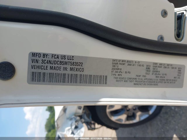 Aukcja sprzedaży 2021 Jeep Compass Limited 4x4, vin: 3C4NJDCB5MT583522, numer aukcji: 45650280