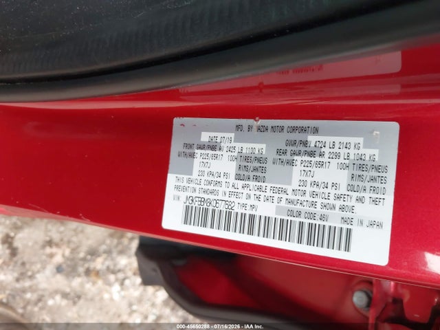 Aukcja sprzedaży 2019 Mazda Cx-5 Sport, vin: JM3KFBBM8K0677682, numer aukcji: 45650288
