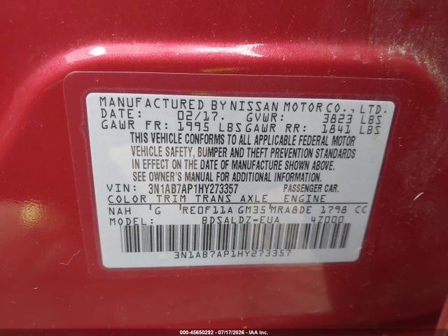 Nissan SENTRA SV 2017 3N1AB7AP1HY273357 Image 9