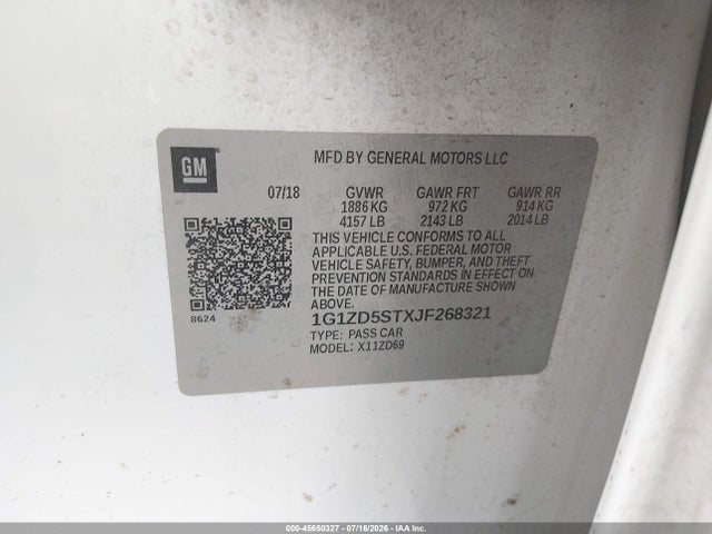 1G1ZD5STXJF268321 Chevrolet MALIBU LT