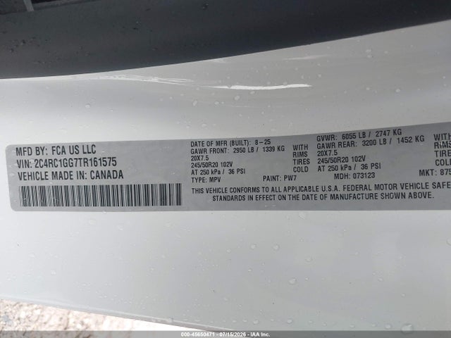 2C4RC1GG7TR161575 Chrysler Pacifica Limited