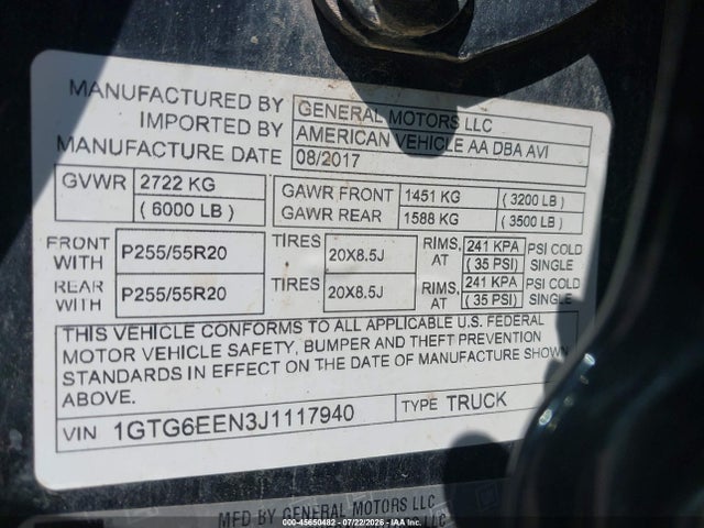 Продажа на аукционе авто 2018 Gmc Canyon Denali, vin: 1GTG6EEN3J1117940, номер лота: 45650482