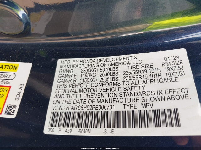 Aukcja sprzedaży 2023 Honda Cr-v Hybrid Sport Touring, vin: 7FARS6H92PE006731, numer aukcji: 45650487