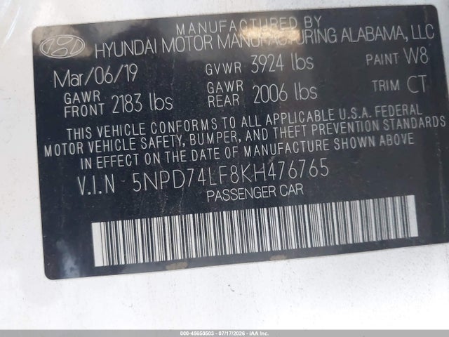 Hyundai ELANTRA SE 2019 5NPD74LF8KH476765 Image 9