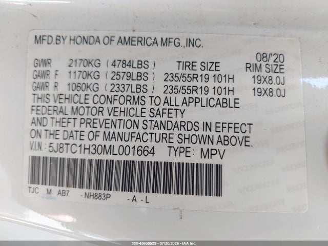 Acura Rdx Standard 2021 5J8TC1H30ML001664 Image 9