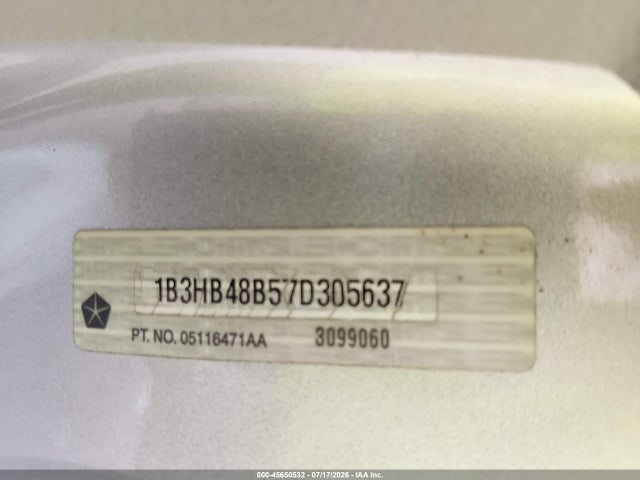 2007 Dodge Caliber Sxt მანქანა იყიდება აუქციონზე, vin: 1B3HB48B57D305637, აუქციონის ნომერი: 45650532