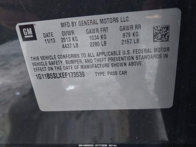 Chevrolet Malibu 1ls 2014 1G11B5SLXEF173539 Image 9
