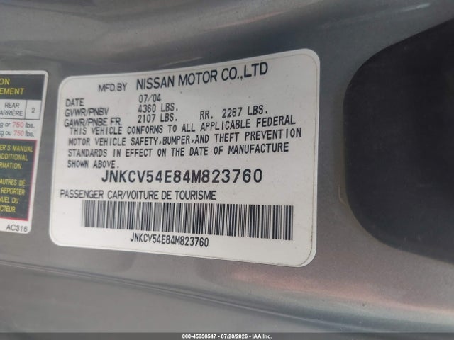 Aukcja sprzedaży 2004 Infiniti G35, vin: JNKCV54E84M823760, numer aukcji: 45650547