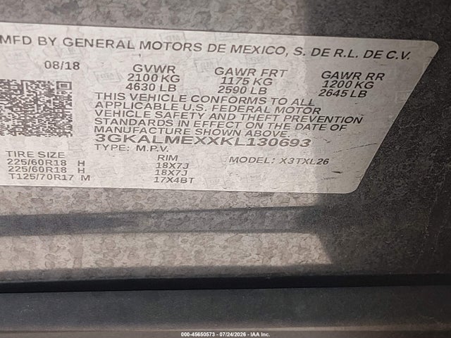 3GKALMEXXKL130693 GMC Terrain Sle