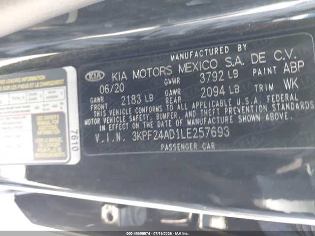 KIA Forte Lxs 2020 3KPF24AD1LE257693 Image 9