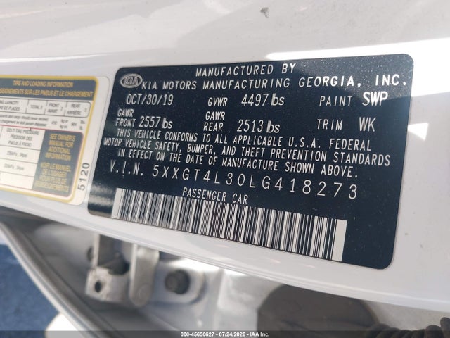 KIA Optima Lx 2020 5XXGT4L30LG418273 Image 9