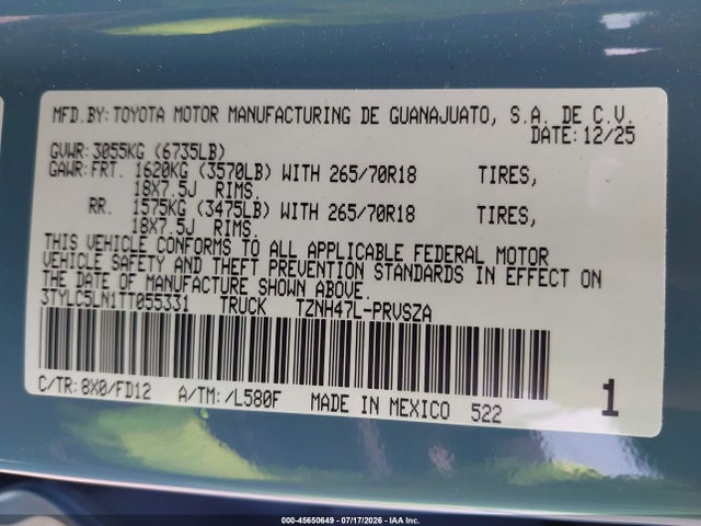 3TYLC5LN1TT055331 Toyota Tacoma Hybrid Trd Off Road