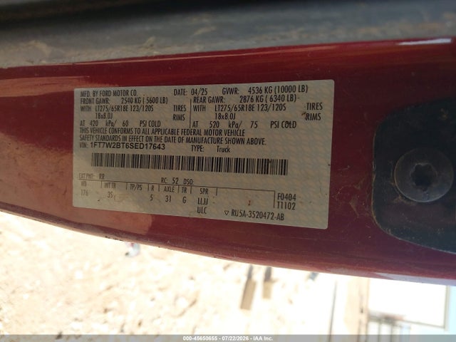 1FT7W2BT6SED17643 Ford F-250 Xlt