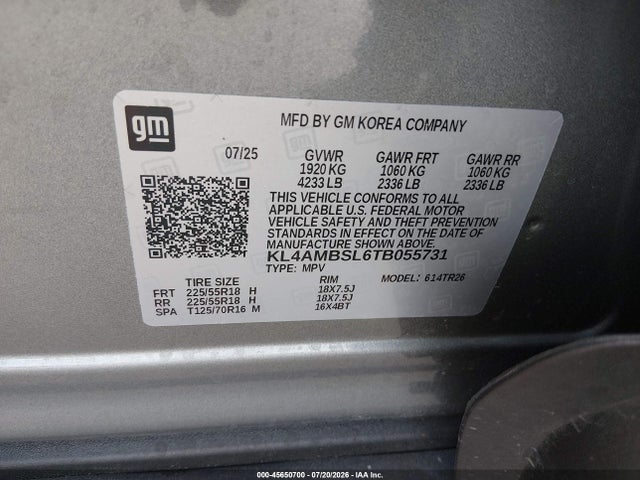 2026 Buick Encore Gx Preferred Fwd მანქანა იყიდება აუქციონზე, vin: KL4AMBSL6TB055731, აუქციონის ნომერი: 45650700