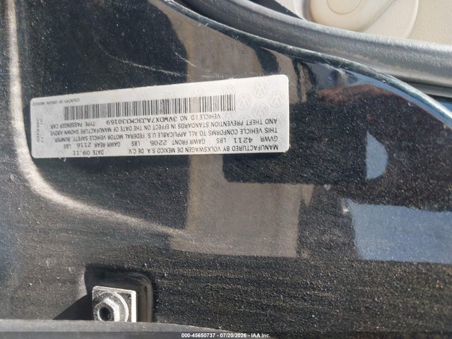 Aukcja sprzedaży 2012 Volkswagen Jetta 2.5l Se, vin: 3VWDX7AJ3CM330159, numer aukcji: 45650737