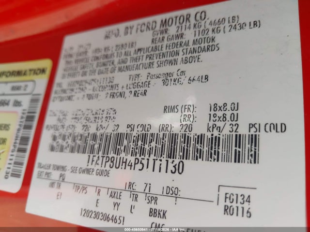 1FATP8UH4P5111130 Ford Mustang Ecoboost /ecoboost Premium