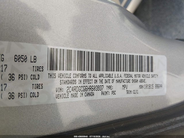 Dodge Grand Caravan Sxt 2017 2C4RDGCG6HR603937 Image 9